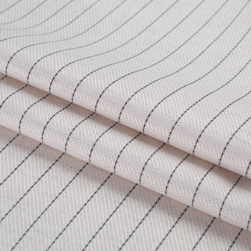 HY529-Linen Lauris Czarny jedwabny materiał w paski Lyocell