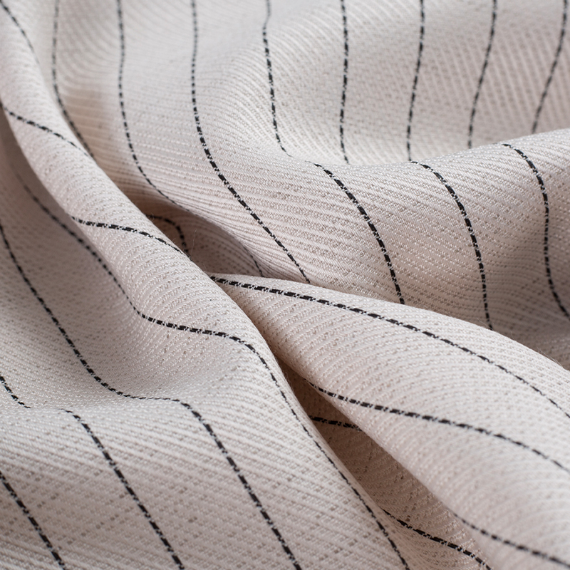 HY529-Linen Lauris Czarny jedwabny materiał w paski Lyocell