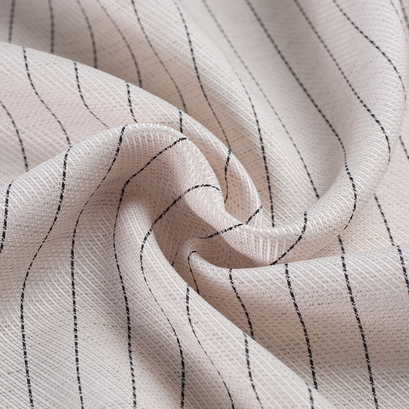 HY529-Linen Lauris Czarny jedwabny materiał w paski Lyocell
